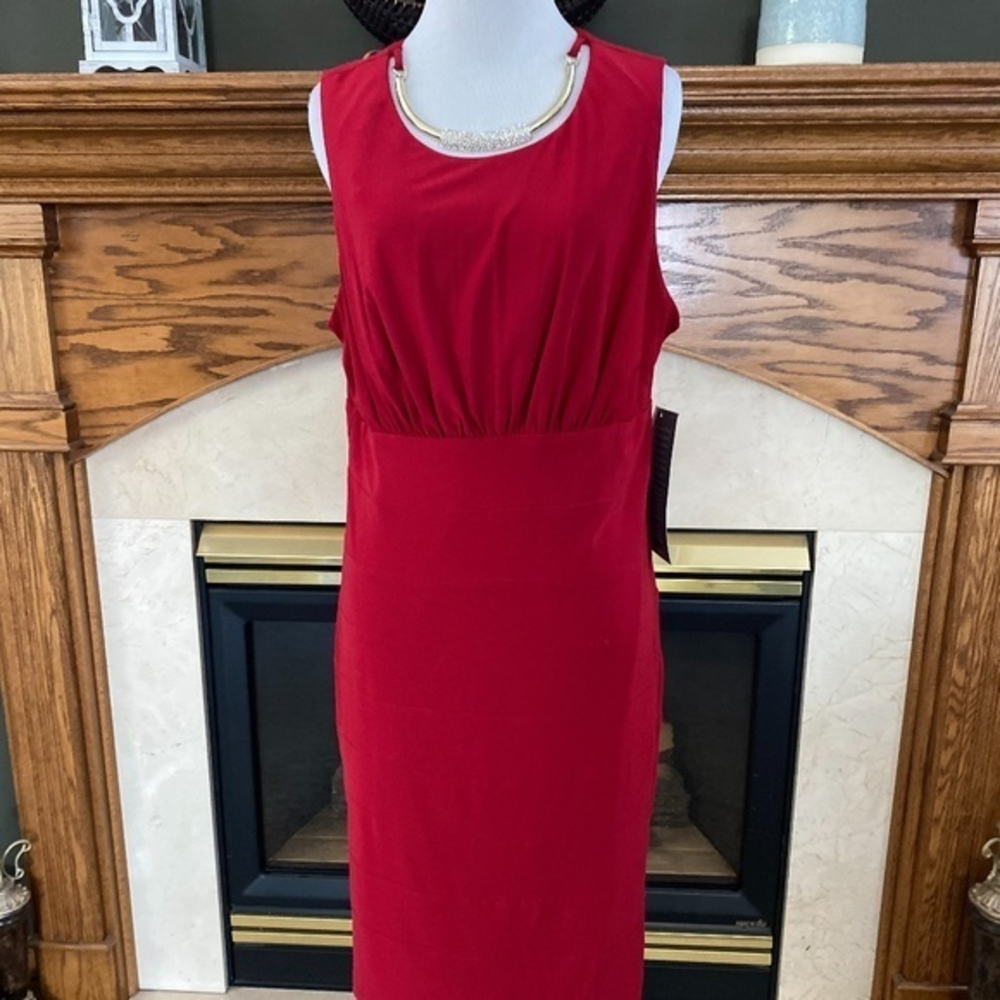 Jackie Jon Red Sleeveless Dress Size: 16 NWT